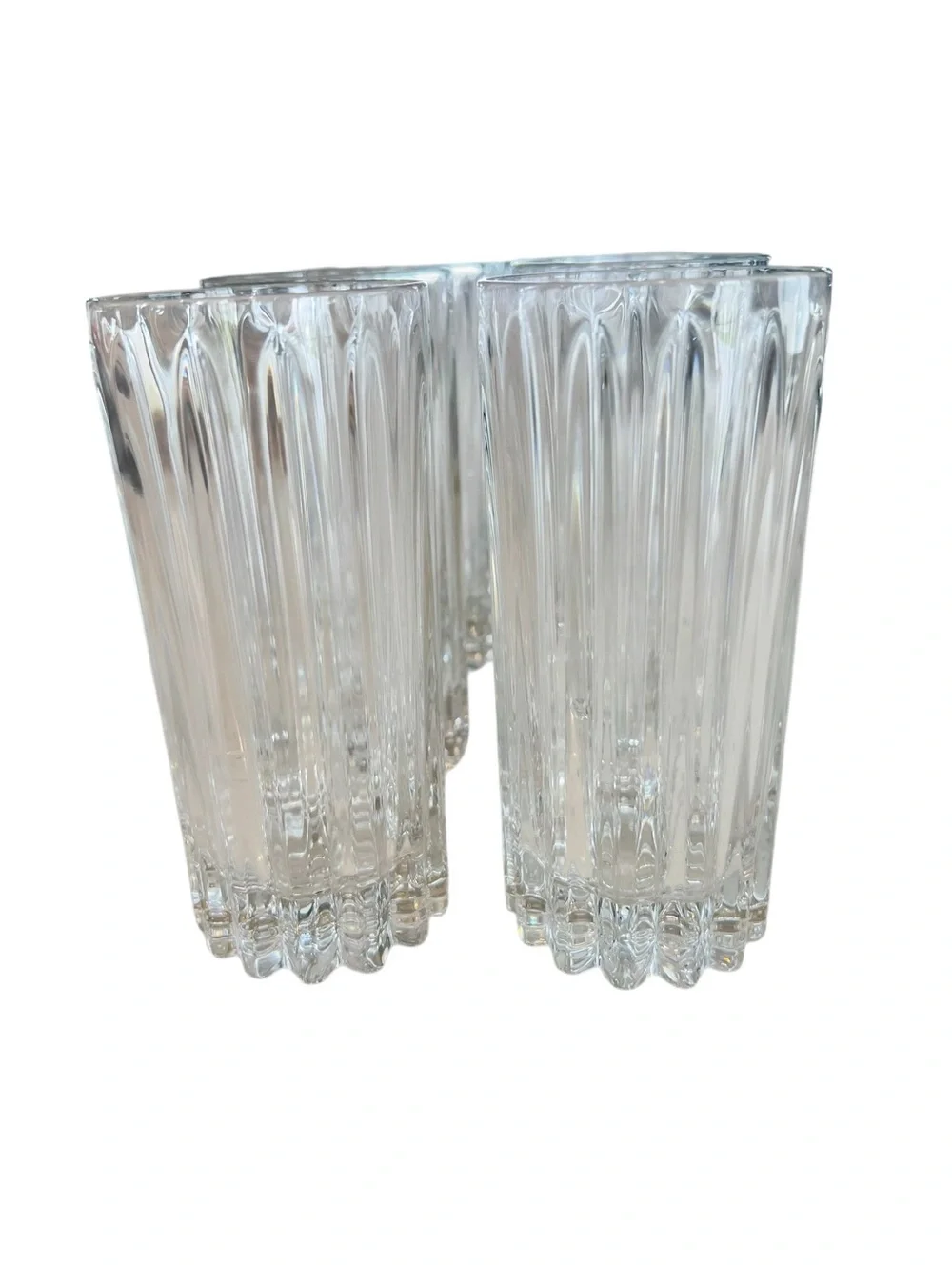 Vintage Cristal D’Arques Durand Fluted Crystal Highball Glasses Set of 8 France
